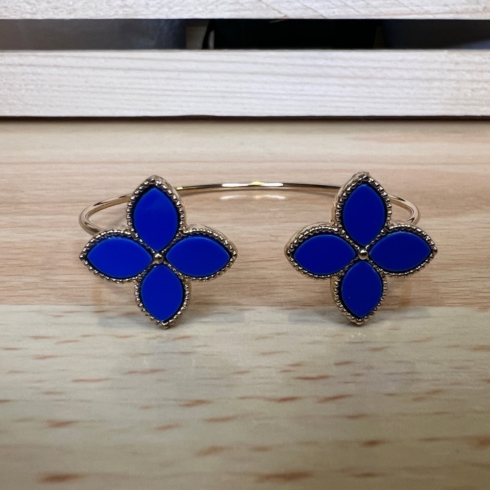 Blue/Gold flower thin bangle